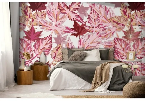 Modern pink leaves nature wallpaper.