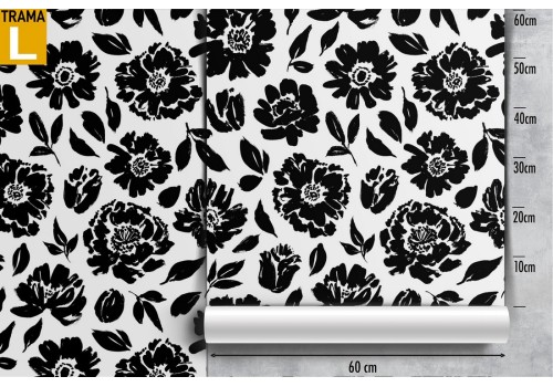Modern stylized black flower wallpaper pattern. 2