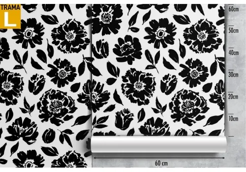 Modern stylized black flower wallpaper pattern. 2