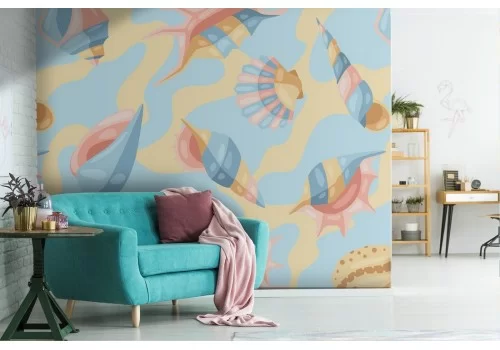 Carta da Parati conchiglie pattern natura mare.