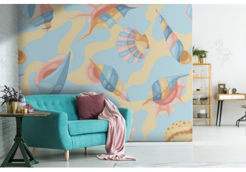 Wallpaper with shell pattern nature sea.