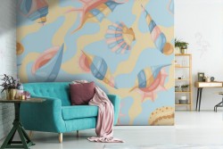 Wallpaper with shell pattern nature sea.