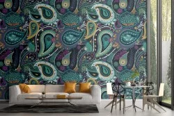 Green leaves vintage decoration wallpaper.