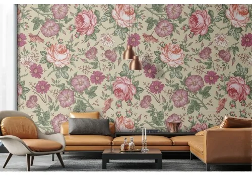 Vintage nature roses wallpaper pattern.