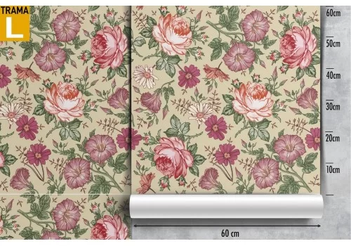 Carta da Parati rose natura pattern vintage. 2