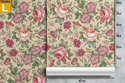 Carta da Parati rose natura pattern vintage.