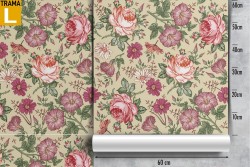 Natural roses vintage pattern wallpaper.