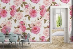 Wallpaper pink roses flowers modern nature.