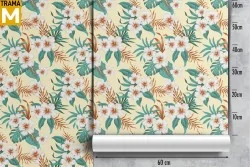 Tropical Nature Flowers Leaves Wallpaper