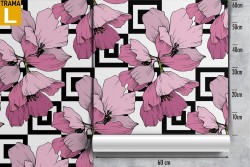 Carta da Parati fiori rosa e geometrie moderne.