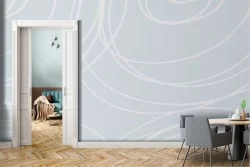 Striped wallpaper with modern spiral design.