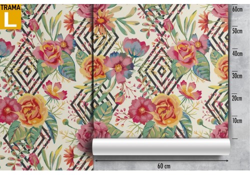 Modern nature wallpaper with flowers and geometrical patterns. 2