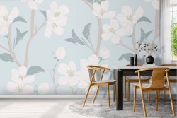 White flowers wallpaper nature pattern.