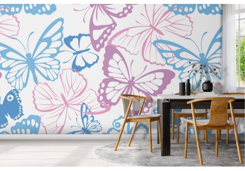 Children's nature wallpaper with butterfly pattern.