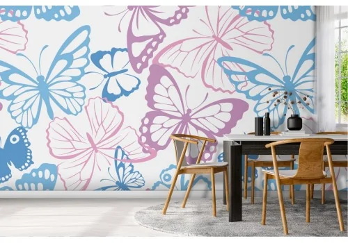 Children's nature wallpaper with butterfly pattern.
