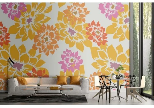 Yellow flowers stylized nature wallpaper.