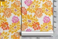 Carta da Parati fiori gialli stilizzati natura.