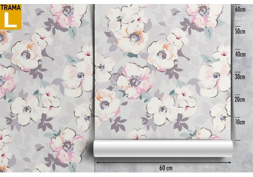 Carta da Parati fiori bianchi raffinati pattern natura. 2