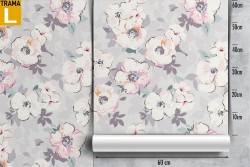 Carta da Parati fiori bianchi raffinati pattern natura.