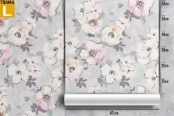 Carta da Parati fiori bianchi raffinati pattern natura.