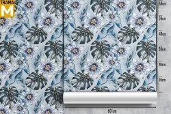 Modern Nature Wallpaper with Flowers and Leaves