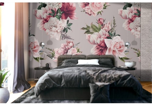 Refined nature flowers roses wallpaper.