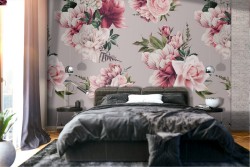 Carta da Parati rose natura fiori raffinati.