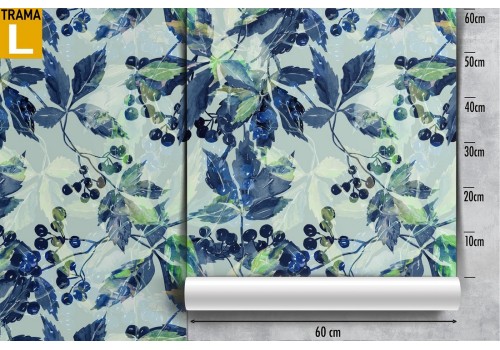 Carta da Parati foglie azzurro natura pattern. 2