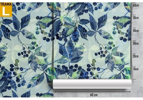 Carta da Parati foglie azzurro natura pattern. 2