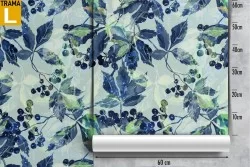 Carta da Parati foglie azzurro natura pattern.