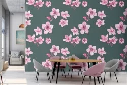 Natural pink flowers modern pattern wallpaper.