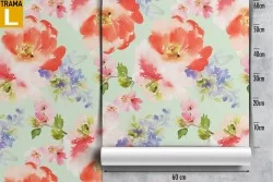 Carta da Parati natura astratta fiori rossi pattern.