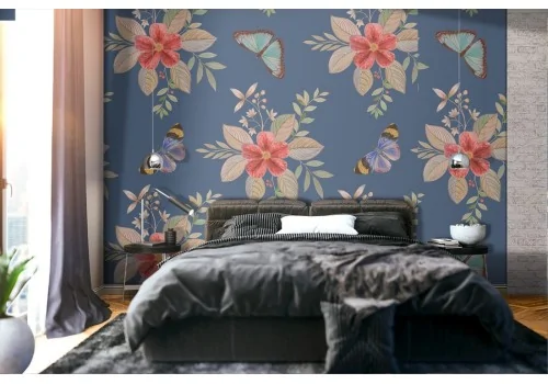 Vintage nature flowers roses pattern wallpaper.