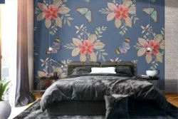 Carta da Parati fiori vintage natura rose pattern.