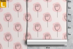 Carta da Parati rose stilizzate natura pattern.