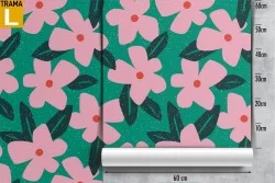 Modern nature pink abstract flowers wallpaper.