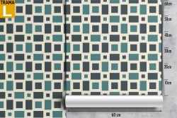 Wallpaper with vintage tile effect surface.