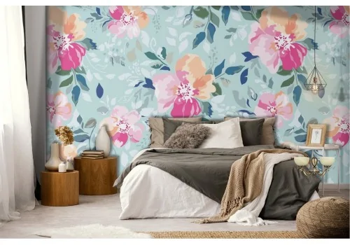 Modern nature roses wallpaper pattern.