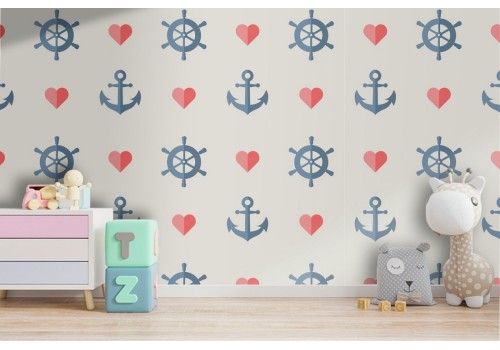 Carta da Parati decorazione marina bambini pattern.