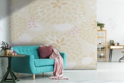 Carta da Parati fiori astratti bianco antico vintage natura.