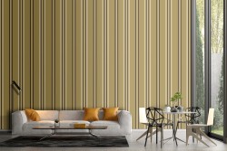 Mustard yellow striped vintage wallpaper.