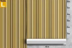Mustard yellow striped vintage wallpaper.