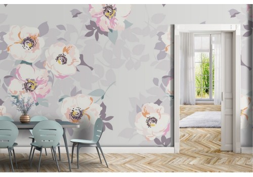 White flowers wallpaper modern design nature.