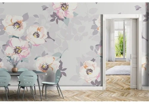 White flowers wallpaper modern design nature.