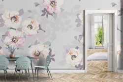 Carta da Parati fiori bianchi design moderno natura.