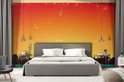 Carta da Parati Alba Tramonto Città Dipinti e Acquerelli