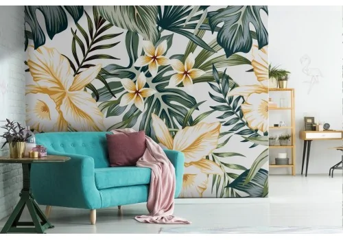 Tropical pattern wallpaper with nature leaves.