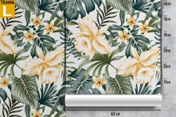 Carta da Parati pattern tropicale foglie natura.