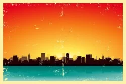 Carta da Parati Design e Stili Mappe Città Trasporti Paesaggi e Natura Alba Tramonto Città Dipinti e Acquerelli