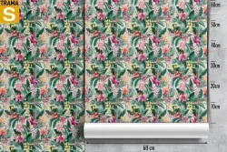 Carta da Parati Design e Stili Flora e Fauna Fiori Foglie Natura Tropicale